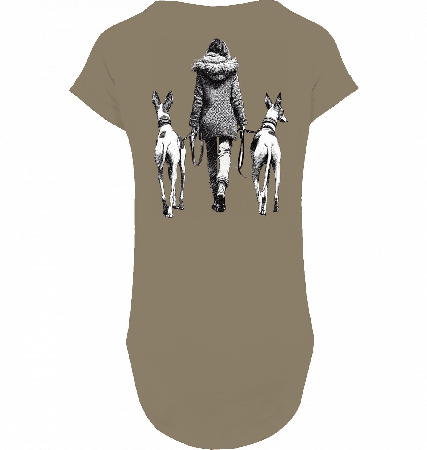 Long slub Tee Shirt mit Podenco Walk Motiv