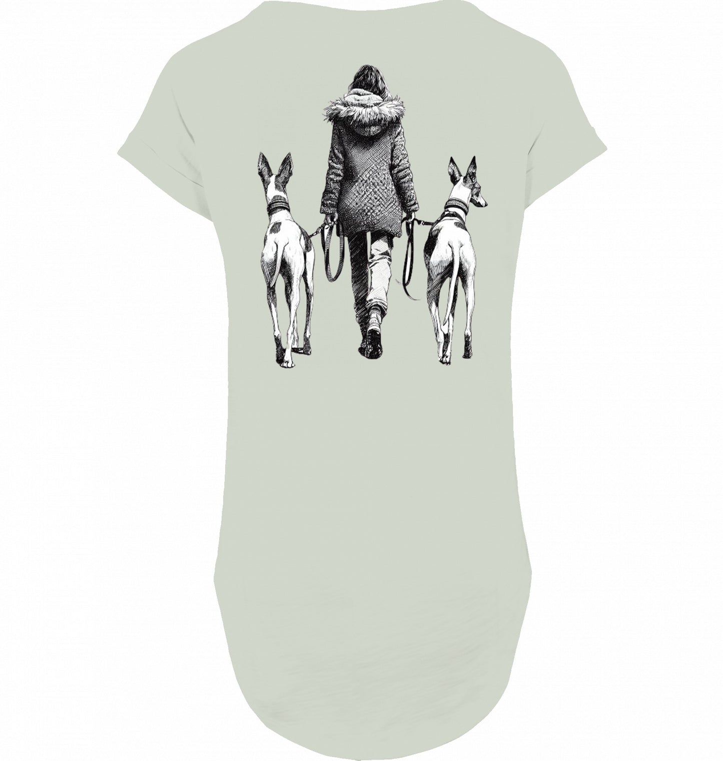 Long slub Tee Shirt mit Podenco Walk Motiv