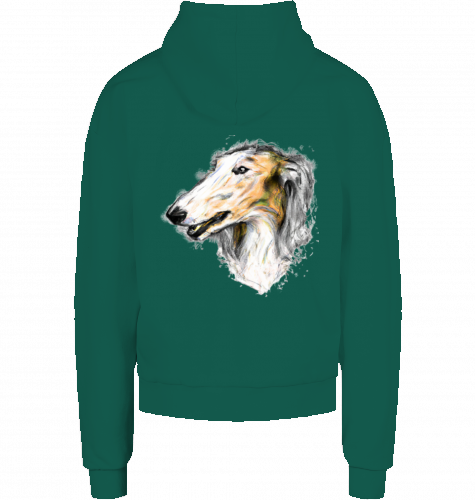 French Terry Männer Hoodie mit Barsoi Motiv
