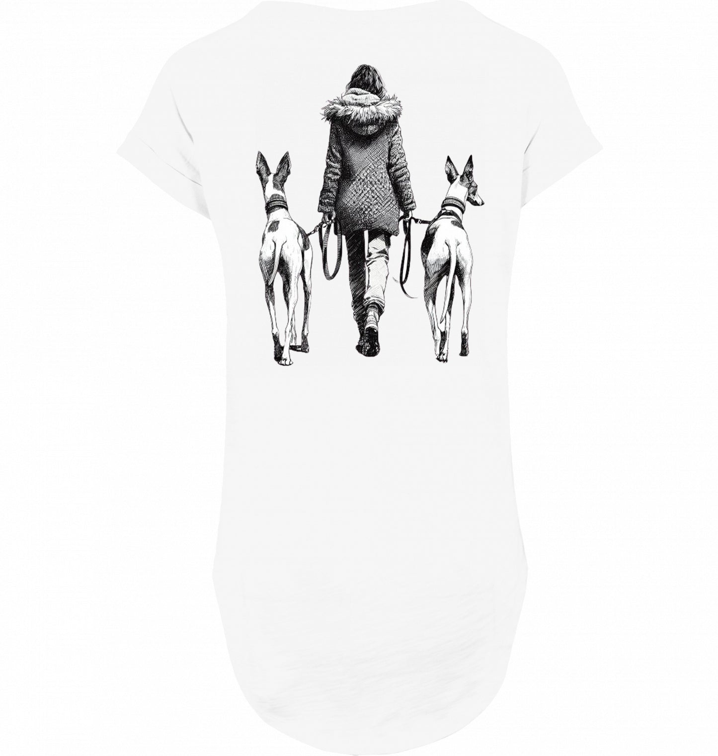 Long slub Tee Shirt mit Podenco Walk Motiv
