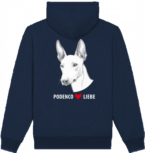 Unisex-Hoodie mit Reißverschluss und Sherpa-Futter Podenco Motiv