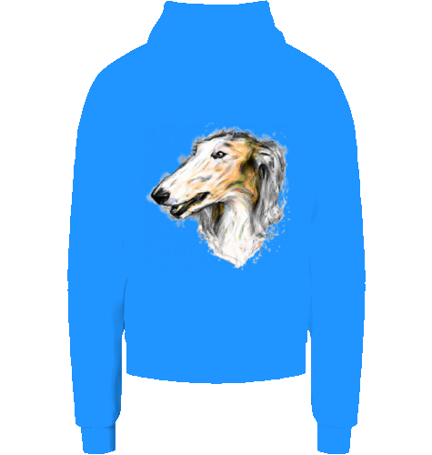French Terry Männer Hoodie mit Barsoi Motiv
