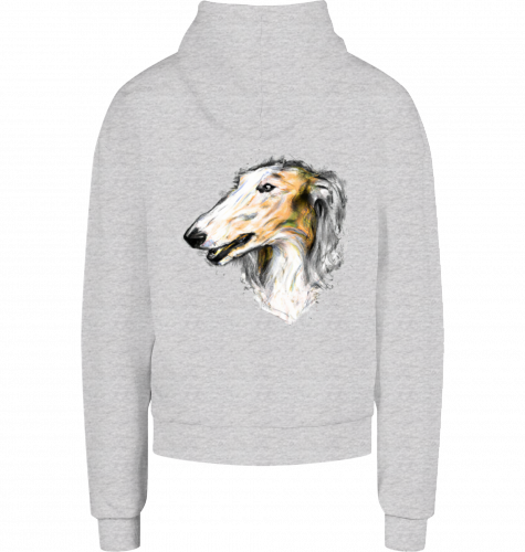 French Terry Männer Hoodie mit Barsoi Motiv