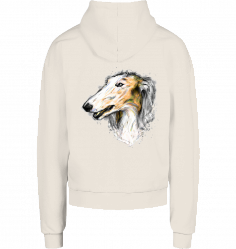 French Terry Männer Hoodie mit Barsoi Motiv