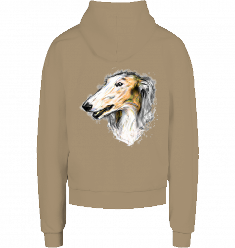 French Terry Männer Hoodie mit Barsoi Motiv