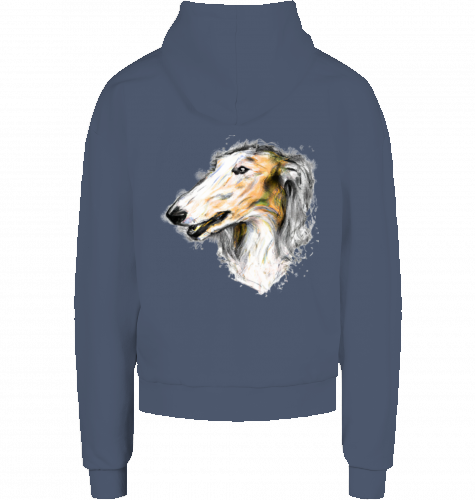 French Terry Männer Hoodie mit Barsoi Motiv