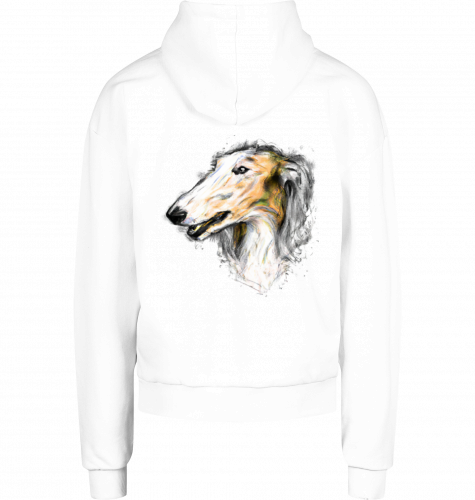 French Terry Männer Hoodie mit Barsoi Motiv