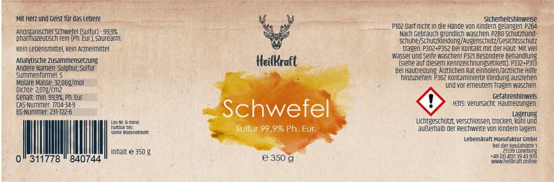 Anorganischer Schwefel - Sulphur 99,9% Ph. Eur
