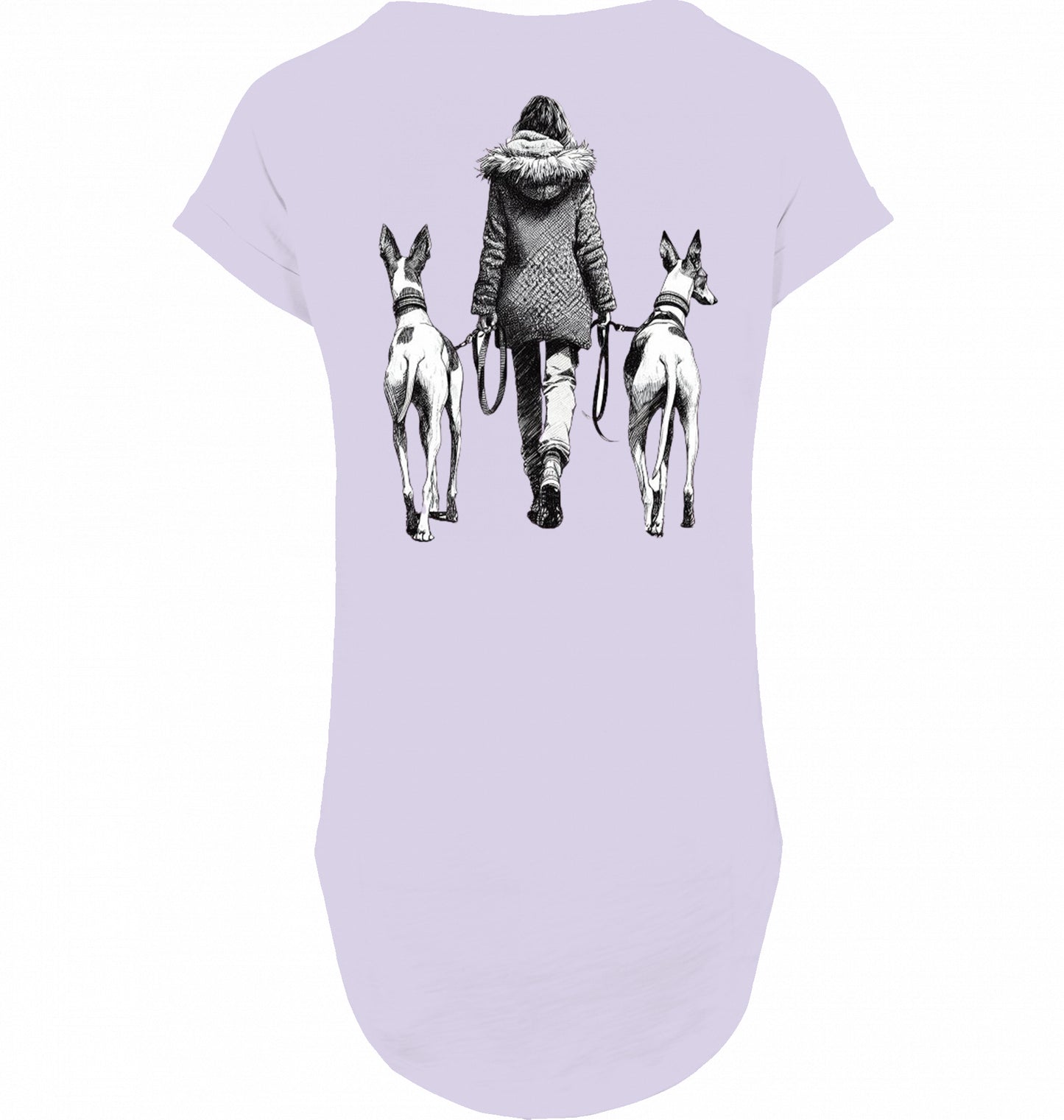 Long slub Tee Shirt mit Podenco Walk Motiv