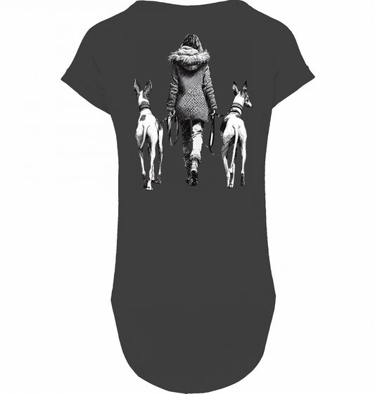 Long slub Tee Shirt mit Podenco Walk Motiv
