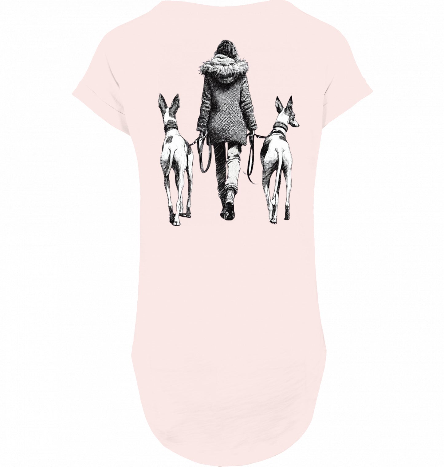 Long slub Tee Shirt mit Podenco Walk Motiv