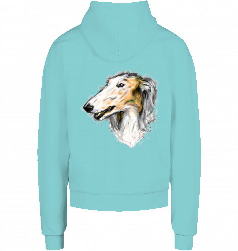 French Terry Männer Hoodie mit Barsoi Motiv