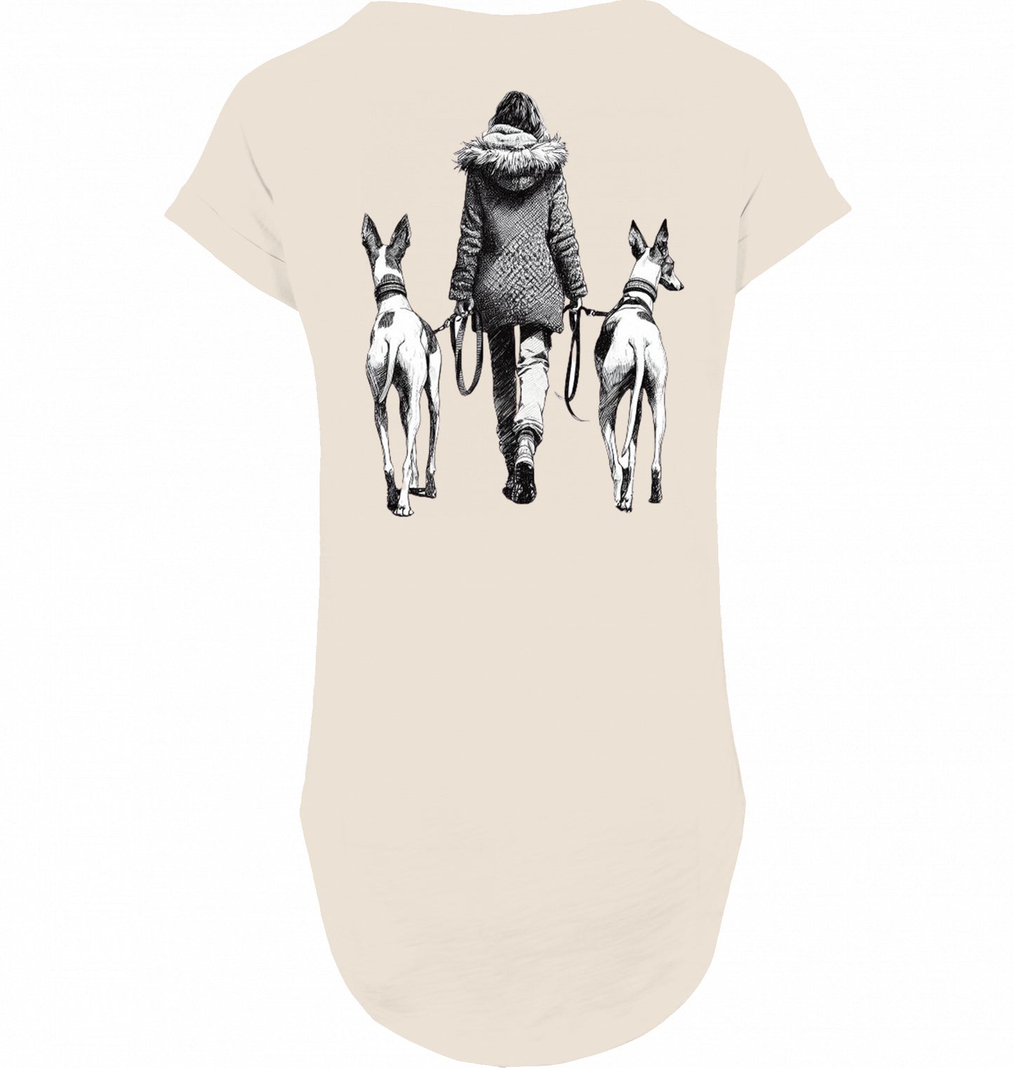 Long slub Tee Shirt mit Podenco Walk Motiv