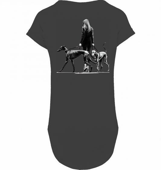 Long slub Tee Shirt mit Galgo Walk Motiv