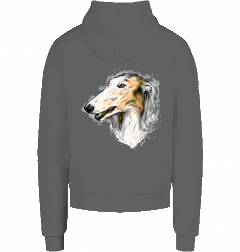 French Terry Männer Hoodie mit Barsoi Motiv