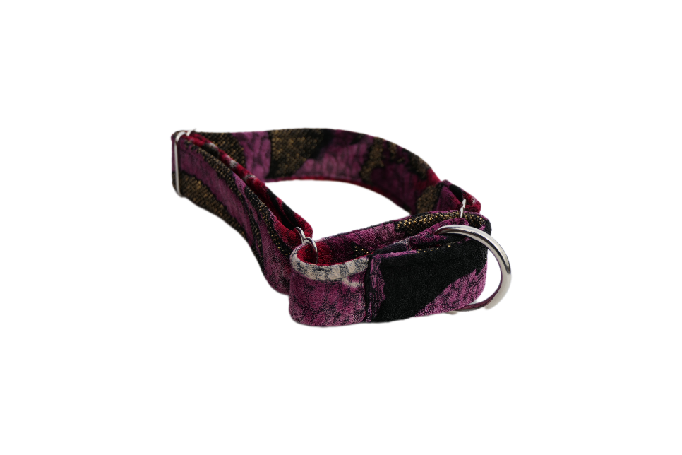 Martingale Tiermuster Abstrakt Rot, Schwarz, Rosa, Lila, Gold in 3,4 und 5cm