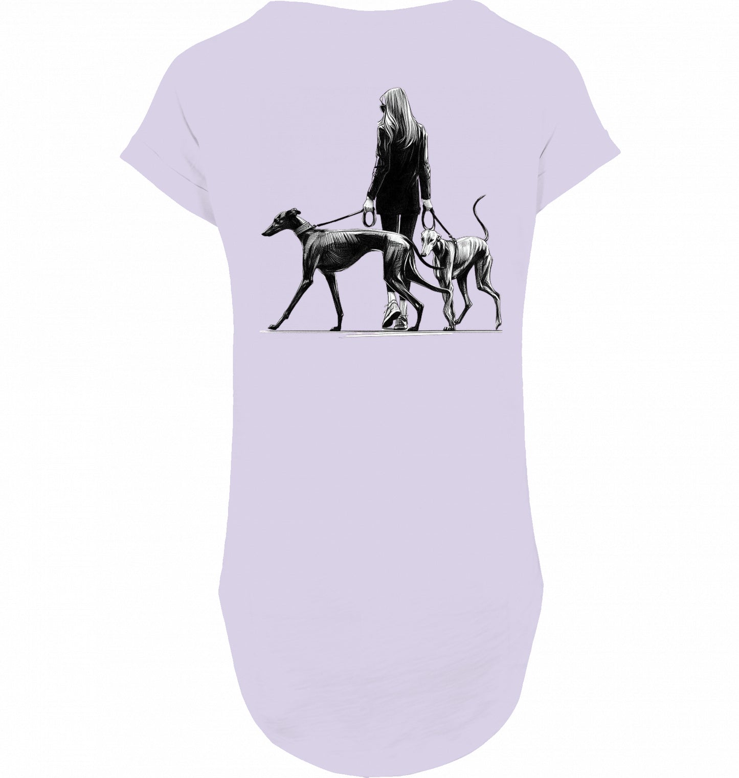 Long slub Tee Shirt mit Galgo Walk Motiv