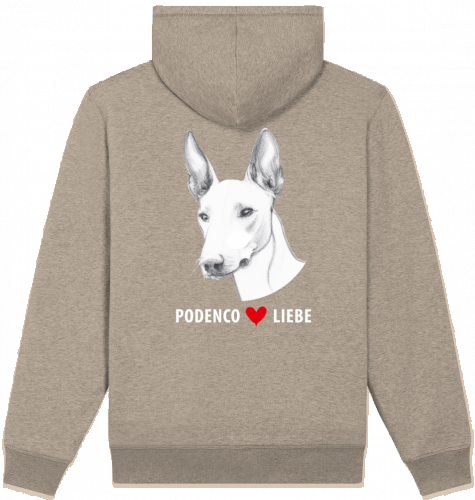 Unisex-Hoodie mit Reißverschluss und Sherpa-Futter   Podenco Motiv