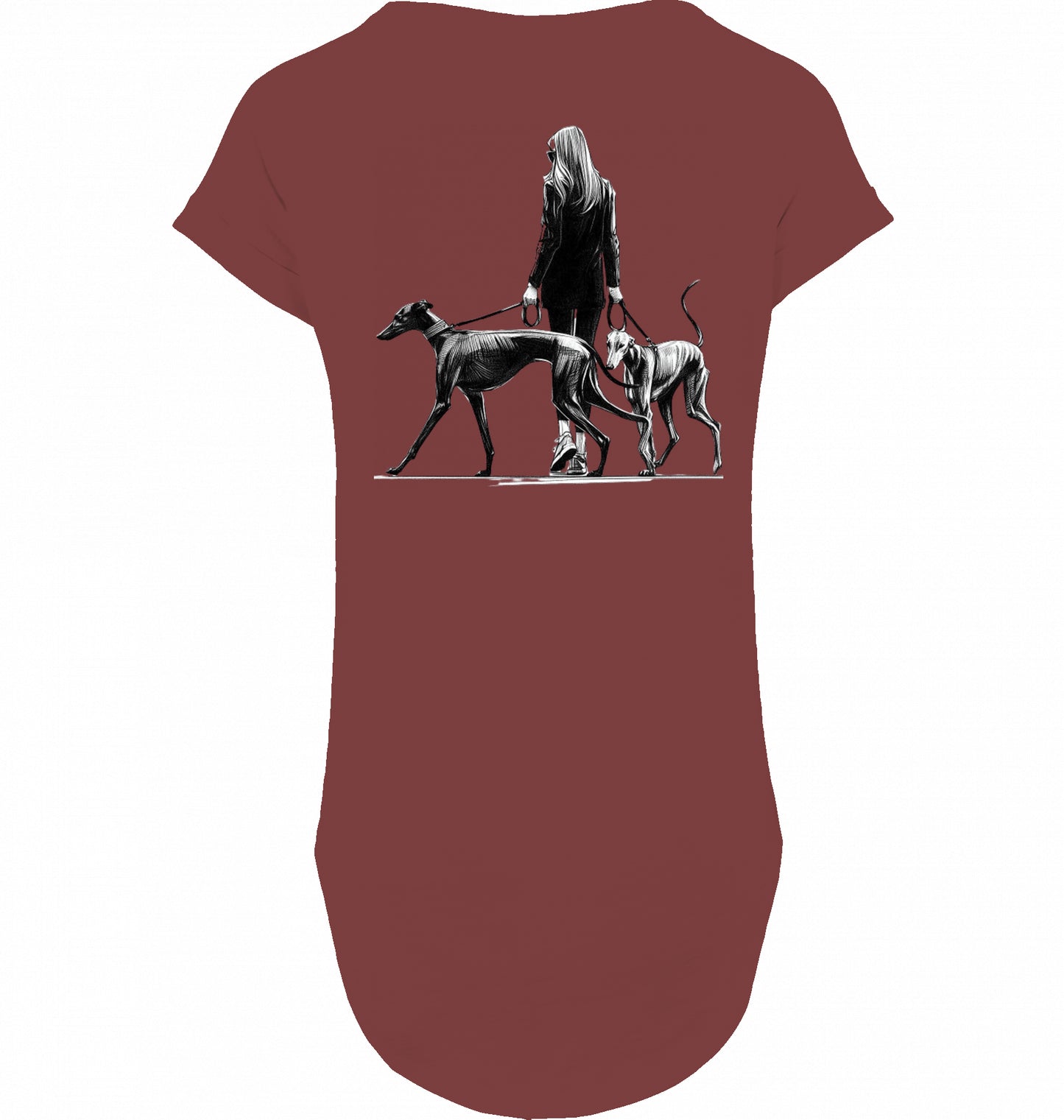 Long slub Tee Shirt mit Galgo Walk Motiv