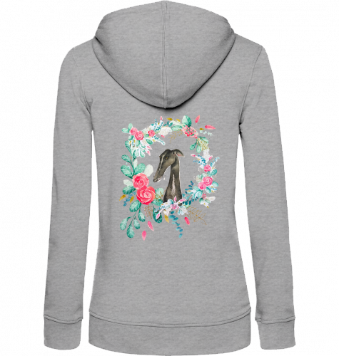 Damen Zip Hoodie mit Galgo Motiv Steinbock Art