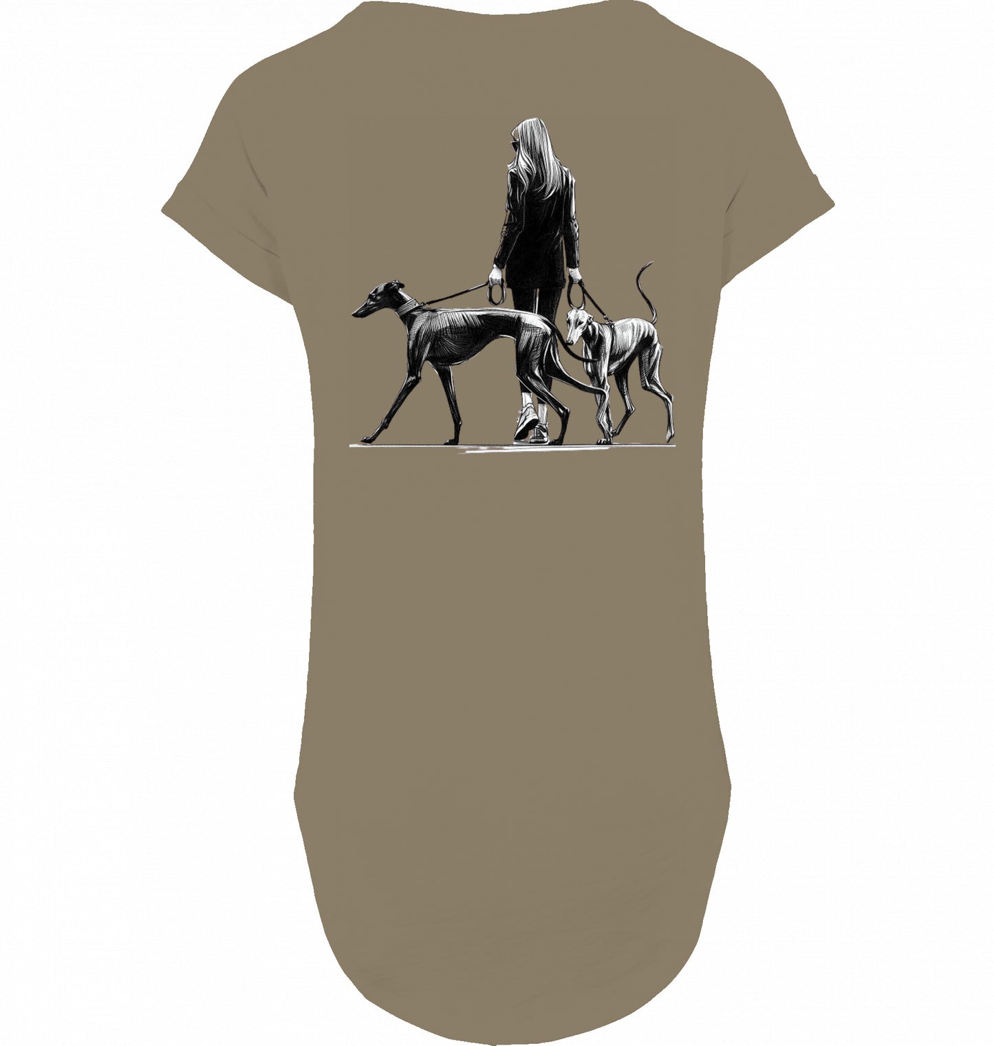 Long slub Tee Shirt mit Galgo Walk Motiv