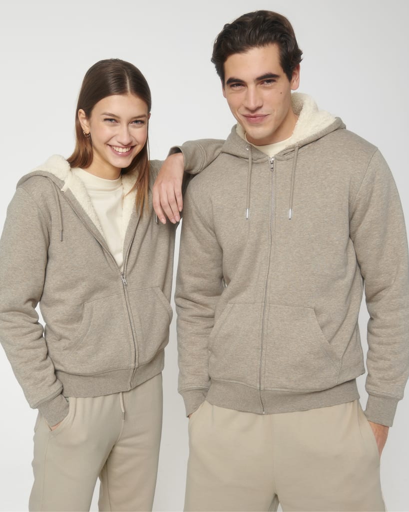 Unisex-Hoodie mit Reißverschluss und Sherpa-Futter   Podenco Motiv