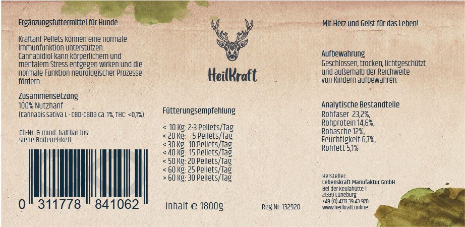 Krafthanf Pellets für Hunde / Nahrungsergänzung