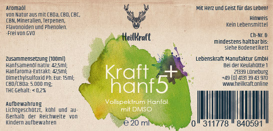 Krafthanf 5+ - CBD Vollspektrum Hanf-Extrakt + DMSO