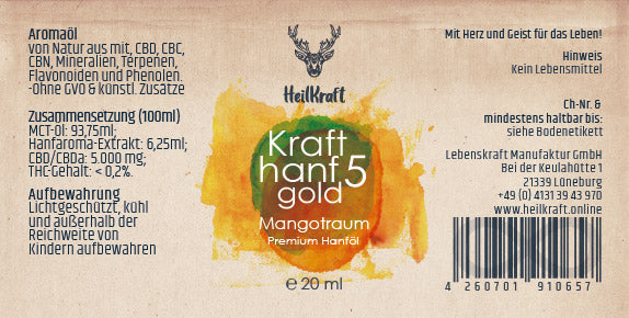 Krafthanf Gold 5 Mangotraum - Premium CBD Vollspektrum Hanf-Extrakt