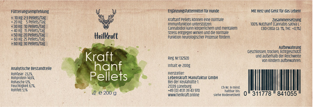 Krafthanf Pellets für Hunde / Nahrungsergänzung