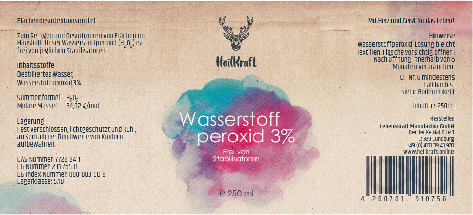 Wasserstoffperoxid 3% - unstabilisiert | 250ml