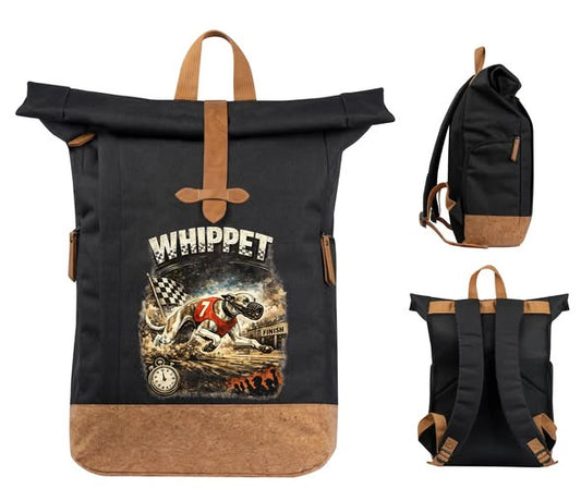 Rollbag  RPET Rucksack mit Kork Racing Whippet Motiv