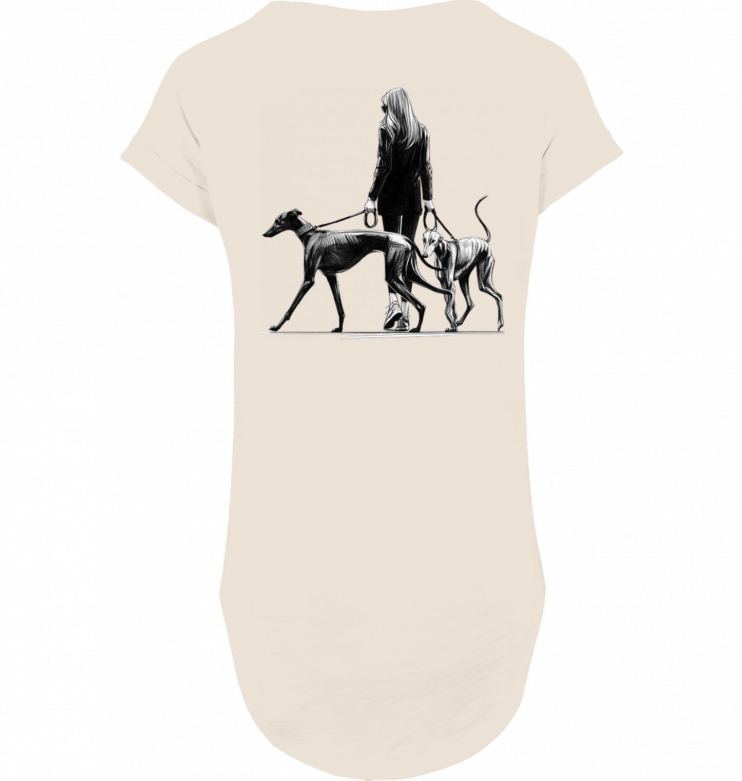 Long slub Tee Shirt mit Galgo Walk Motiv