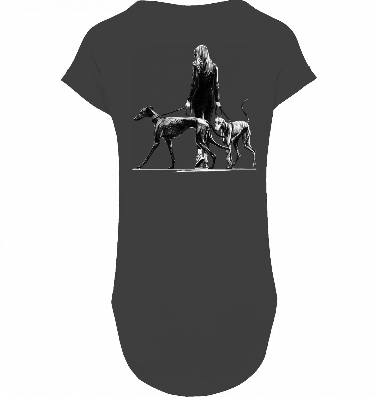 Long slub Tee Shirt mit Galgo Walk Motiv