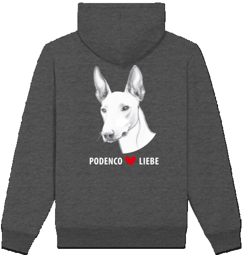 Unisex-Hoodie mit Reißverschluss und Sherpa-Futter   Podenco Motiv