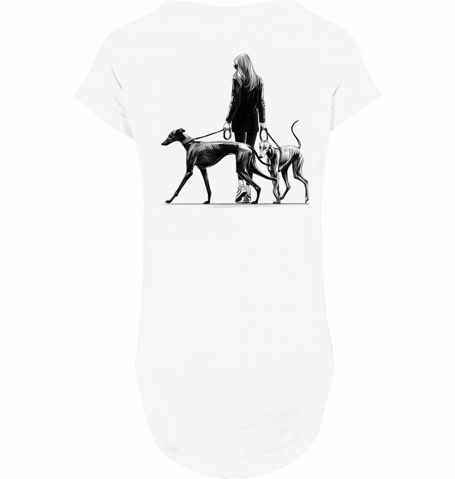 Long slub Tee Shirt mit Galgo Walk Motiv