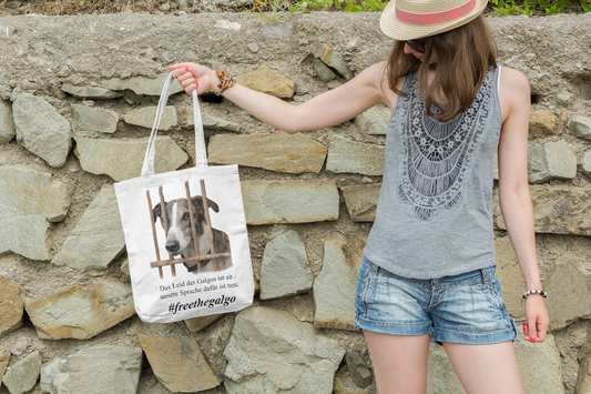 Baumwolltasche VP mit #Free The Galgo Motiv